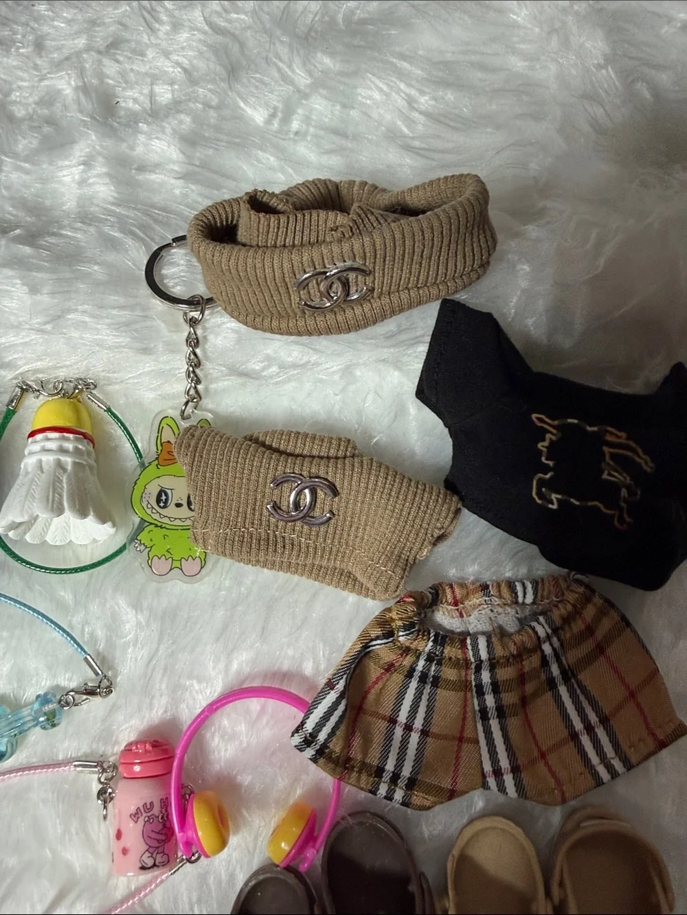 Labubu Assorted Accessories Lot in Pink, Purple, White, Blue, Tan